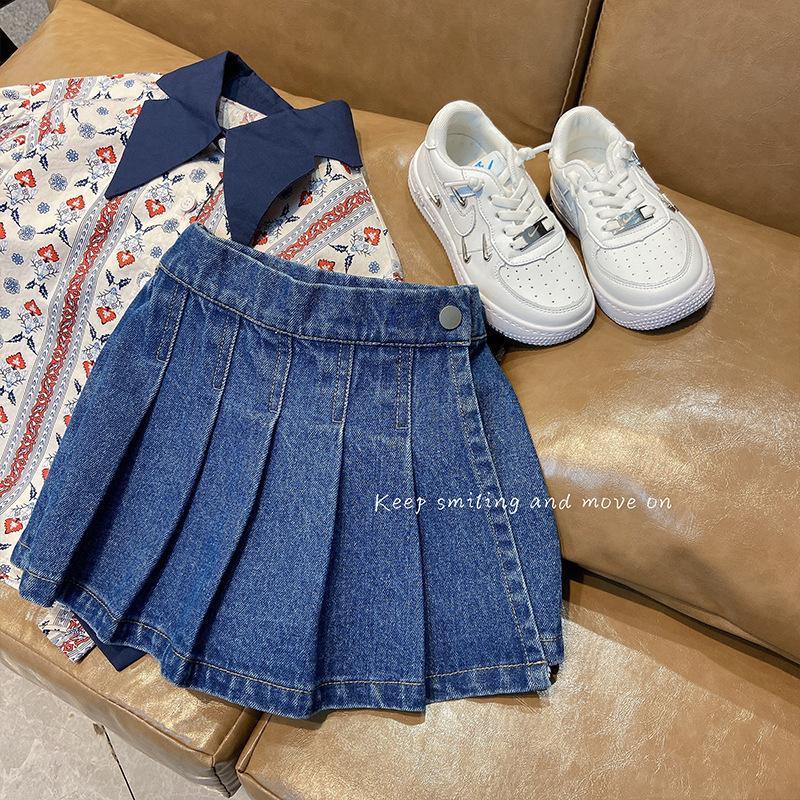 Chân Váy Ngắn Xếp Ly Giả Hai Mảnh Đơn Giản Phong Cách Hàn Quốc Dành Cho Bé Gái