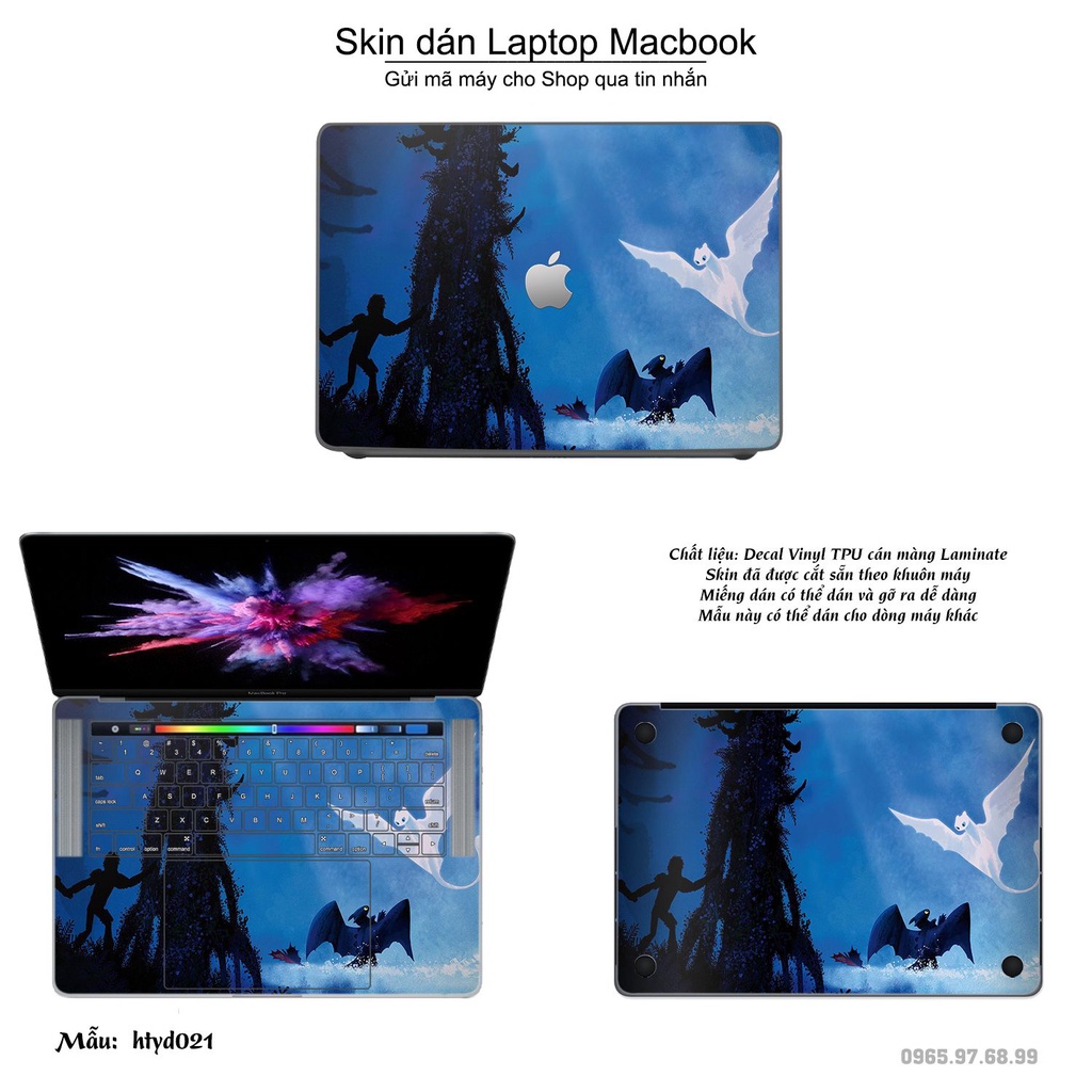 Skin dán Macbook mẫu bí kíp luyện rồng (đã cắt sẵn, inbox mã máy cho shop)