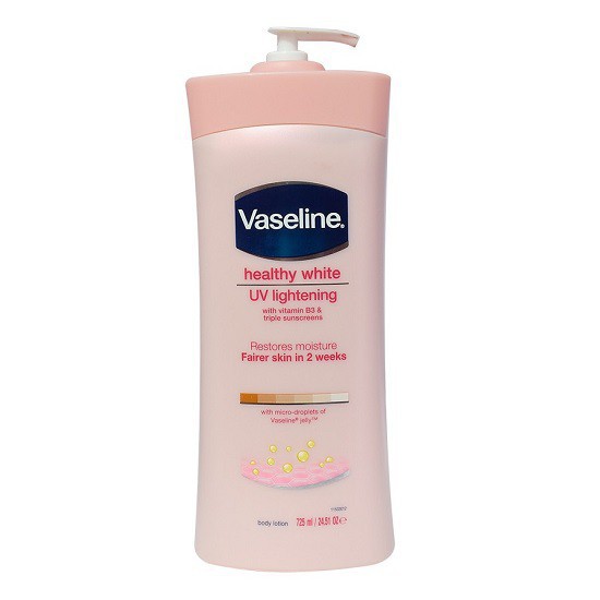 Sữa dưỡng thể vaseline màu hồng heathy white dưỡng ẩm làm sáng và mềm mịn da 725ml