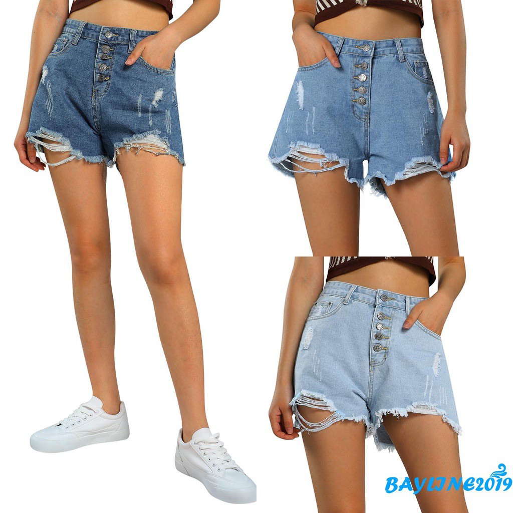 Quần short jean lưng cao thời trang cho nữ