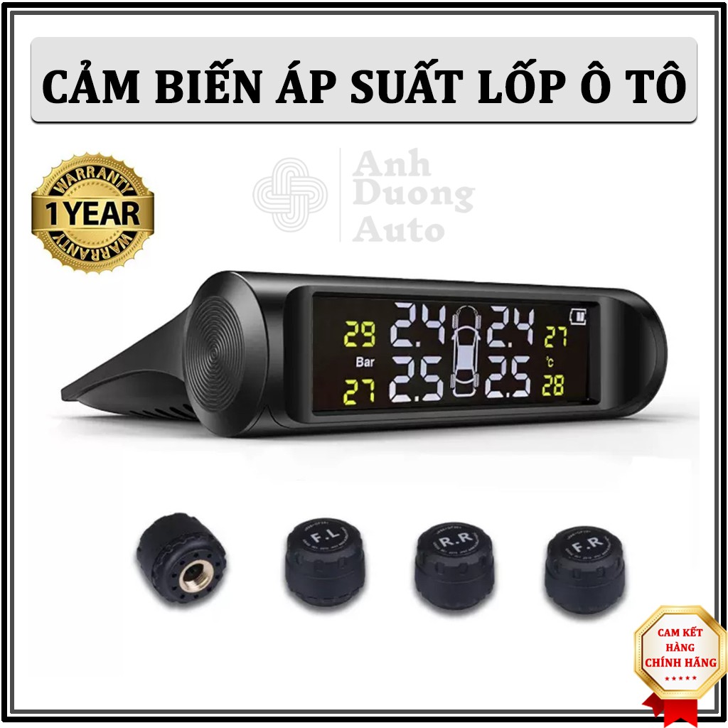 Cảm Biến Áp Suất Lốp Ô Tô TPMS Cao Cấp Thế Hệ Mới – Sử Dụng Năng Lượng Mặt Trời - Không Dây - Chống Nước – Màn Hình LCD