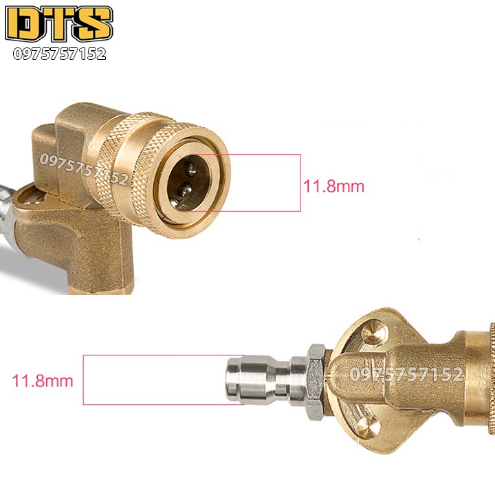 Khớp xoay điều chỉnh 3 góc   nối nhanh béc súng xịt rửa của máy rửa xe - Ren nối nhanh 1/4 inch
