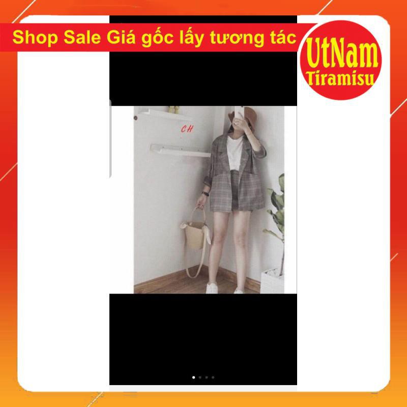 Sét vest đùi kẻ xám🎀 Sét đồ nữ kẻ caro🎀 có ảnh chụp thật SP | BigBuy360 - bigbuy360.vn