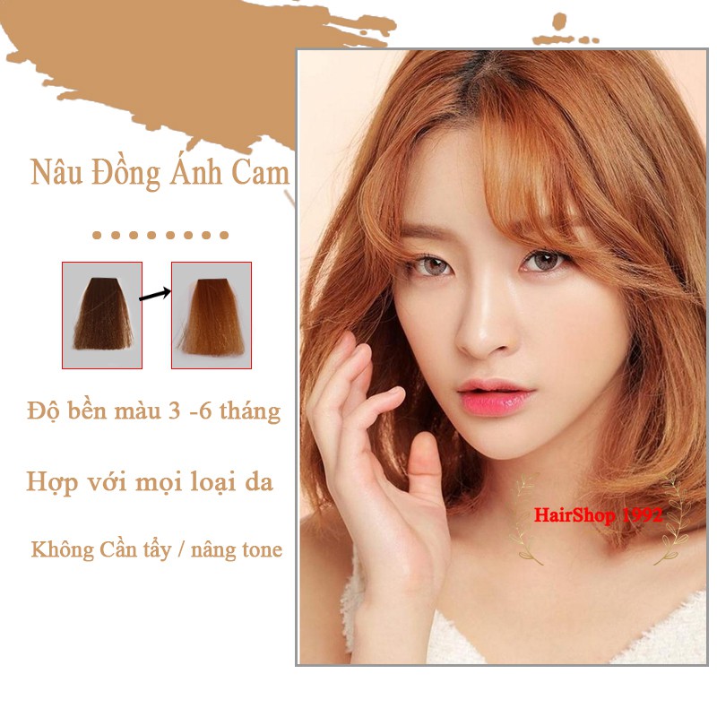 Thuốc Nhuộm Tóc Màu Nâu Đồng ÁNH CAM Kenzii Lên Từ Nền Nâu ( Tặng Trợ Nhuộm )