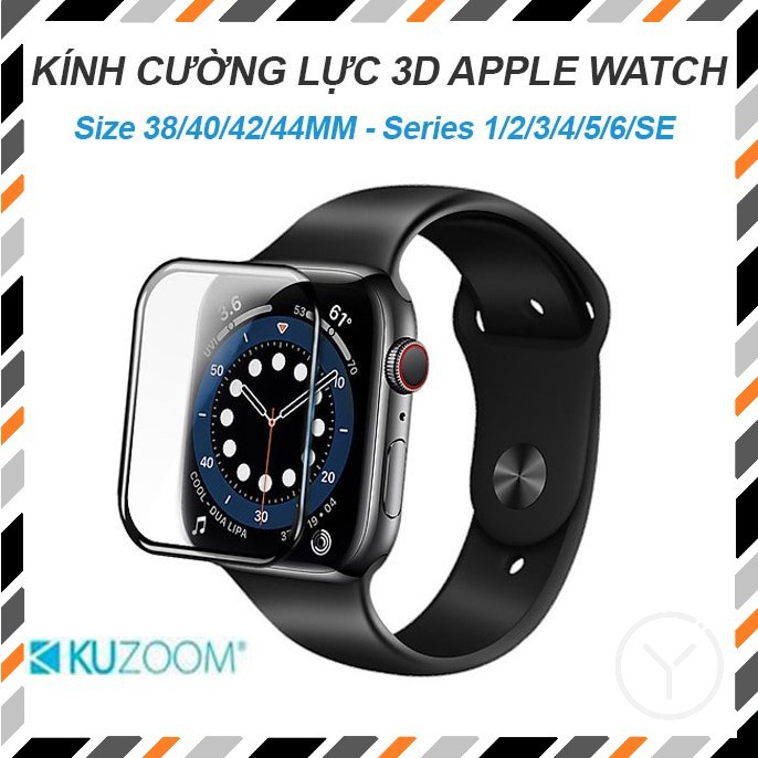 Miếng Dán Apple Watch Dẻo Chính Hãng Kuzoom Full Viền Full Size 38/40/42/44mm Kèm Khung Hỗ Trợ Dán.