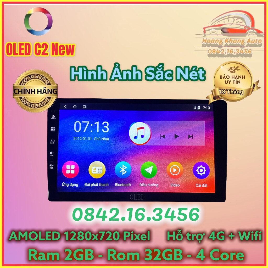 Màn hình Android OLED C2 New theo xe Aveo + Gentra 2014 - 2018, 9 inch kèm dưỡng và jack zin