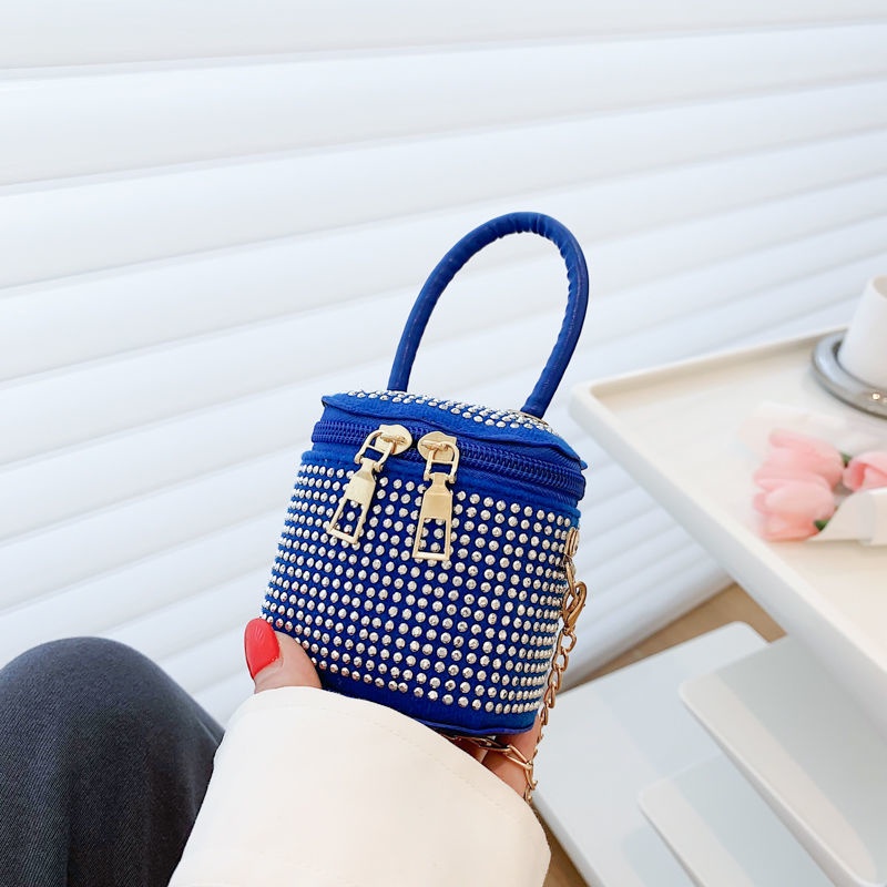 Túi Đeo Vai Hình Vuông Cỡ Nhỏ Đính Đá Lấp Lánh Phong Cách Phương Tây Thời Trang Sang Trọng Cho Nữ