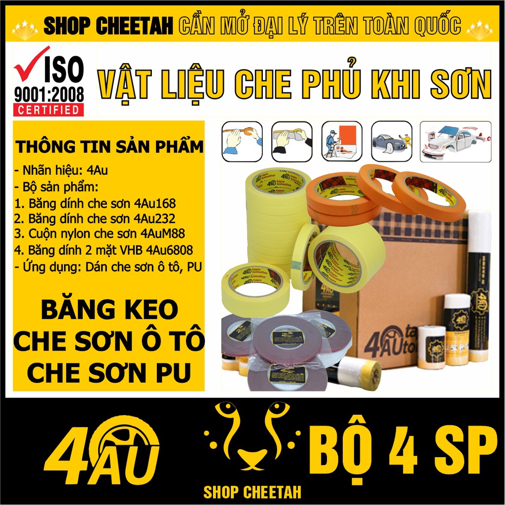 4Au - Băng dính che sơn – Màn che sơn – Băng dính 2 mặt cường lực dán đồ chơi xe hơi – Dùng cho sơn ô tô, sơn PU gỗ