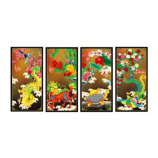 Tranh dán tường VTC Long Lân Quy Phụng UD0493 KT 30 x 60 cm x 4 tranh