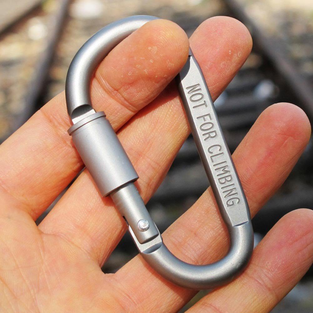 Combo 2 móc đa năng móc khóa nhôm đi phượt Carabiner chữ D khóa xoay 8cm Phặn Phặn