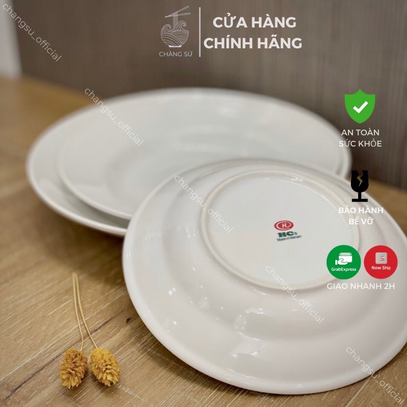 Set dĩa sứ trắng trọn bộ 3 đĩa tròn sâu lòng hiện đại - Vỡ 1 đổi 1