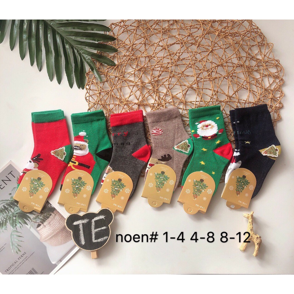 5 đôi tất noel cổ cao cho bé size 1-7 tuổi