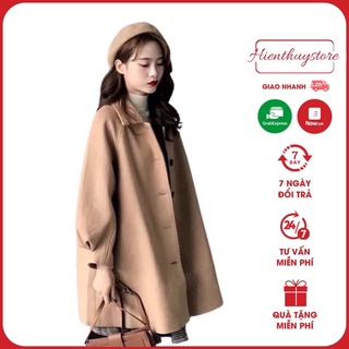 Áo Dạ phong cách hàn quốc, hàng quảng châu cao cấp, hàng 2 lớp dày sẵn 2 màu đen và nâu (áo tay bồng)