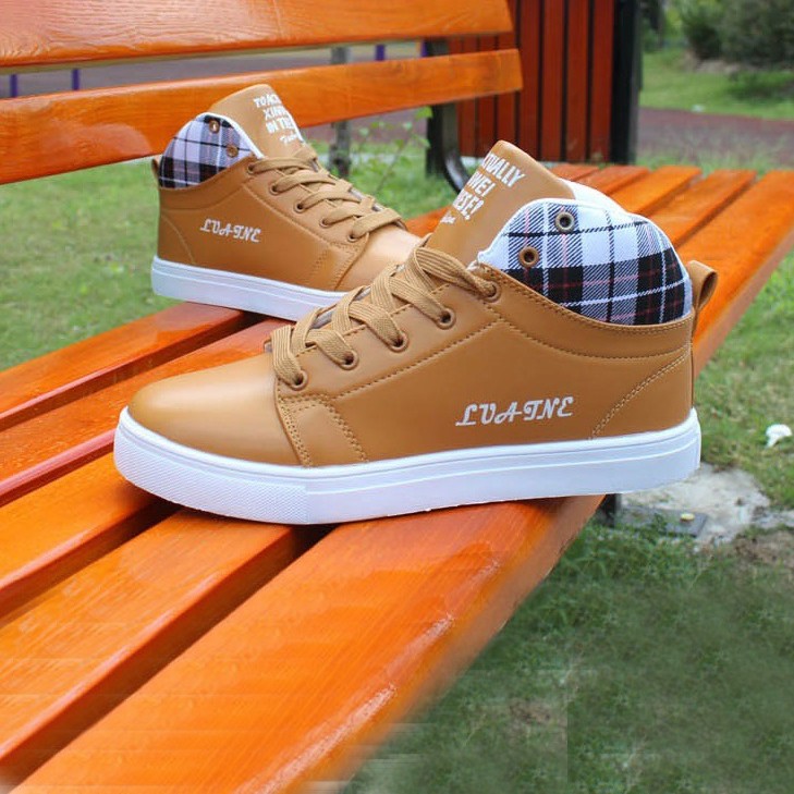 Giày Sneaker Nam Cổ Cao Ladrke Màu Nâu | BigBuy360 - bigbuy360.vn