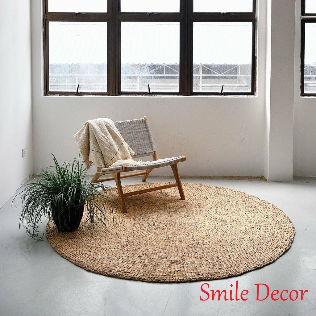 Thảm cói trải sàn vintage Smile Decor , thảm lục bình decor chụp ảnh , homestay , glamping - Water hyacinth area rugs