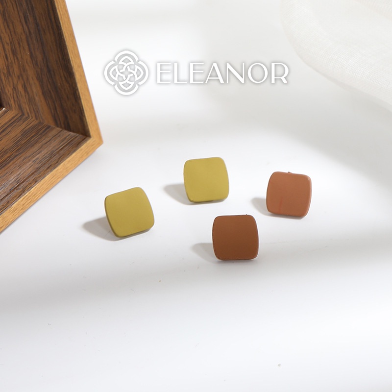Bông tai nữ chuôi bạc 925 Eleanor Accessories hình vuông màu sắc trẻ trung phụ kiện trang sức Hàn Quốc dễ thương