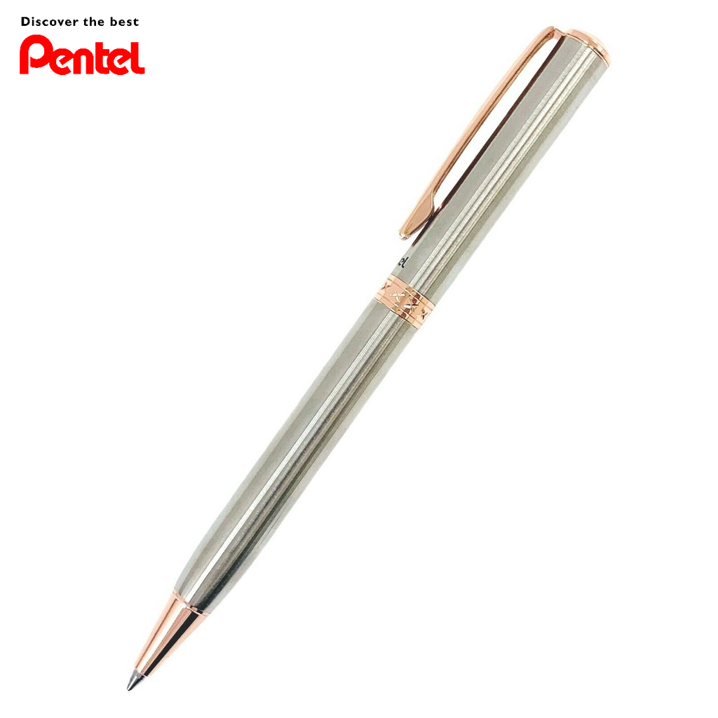 Bút Ký Cao Cấp Pentel B810-PG Ngòi 0.8mm Mực Xanh| Thiết Kế Nắp Vặn Thanh Lịch | Vỏ Bút Mạ Vàng | Nét Viết Trơn Mượt