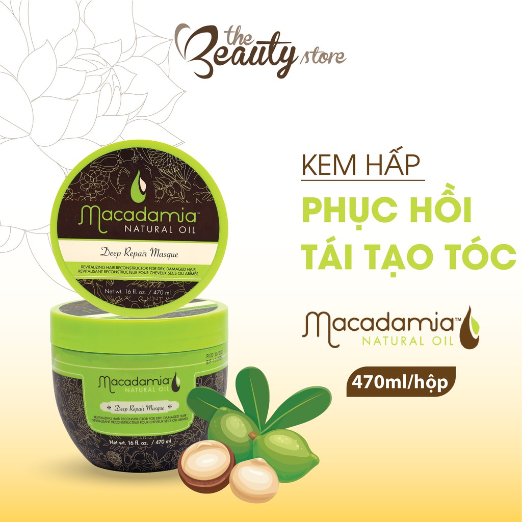 [Hàng Đẹp] Kem Hấp Phục Hồi Tóc Hư Tổn Macadamia Deep Repair Masque ( Hũ 470ml)