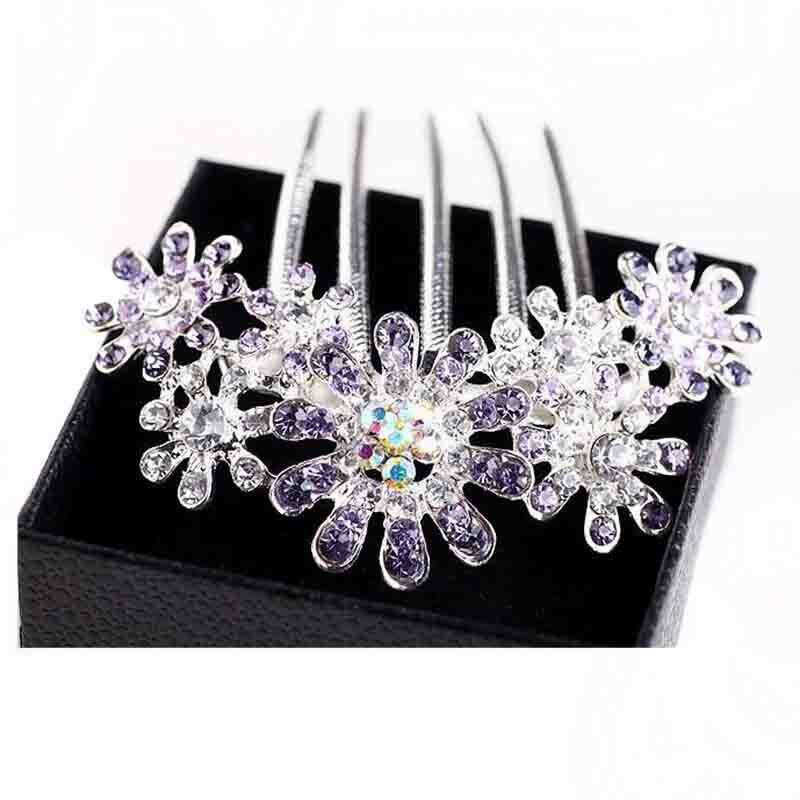 Lược Cài Tóc Hình Hoa Đính Đá Pha Lê Thời Trang Cho Nữ