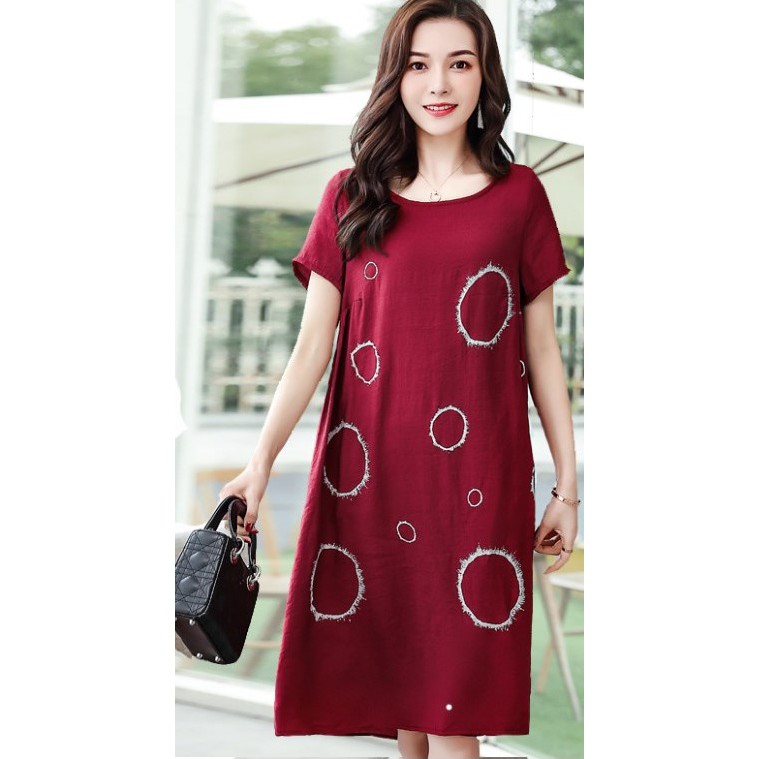 Váy Đầm Suông - Hàng Quảng Châu - Form Chữ A - Vải Đũi (XL, 5XL).