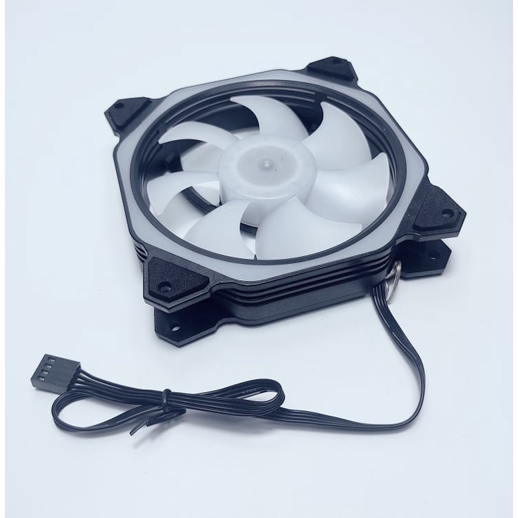 Quạt Tản Nhiệt V8 Fan Led RGB 12cm Sáng Tĩnh Cả Tâm Và Viền Chuẩn Cắm Molex 4Pin