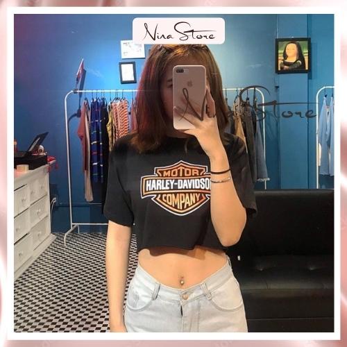 Áo Croptop Nữ Tay Ngắn MOTOR HARLEY-DAVISON COMPANY Chất Cotton Mềm Mịn NinaStore Mã 19