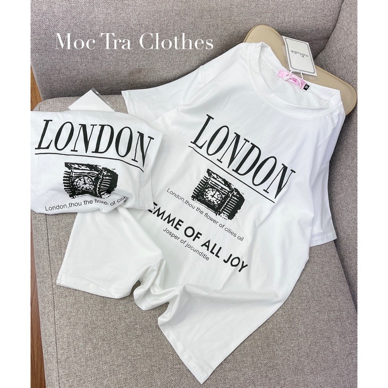 Áo Thun Chữ London Form Thụng Dáng Rộng Siêu Xinh, Áo Phông Nữ Đẹp Chất Thun Cotton Co Dãn