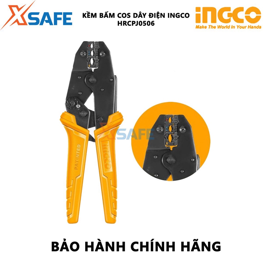 Kềm bấm cos dây điện INGCO HRCPJ0506 Kìm cắt tuốt thép carbon dài 9 inch, phạm vi bấm 0,5-6mm², chịu lực, chịu nhiệt tốt