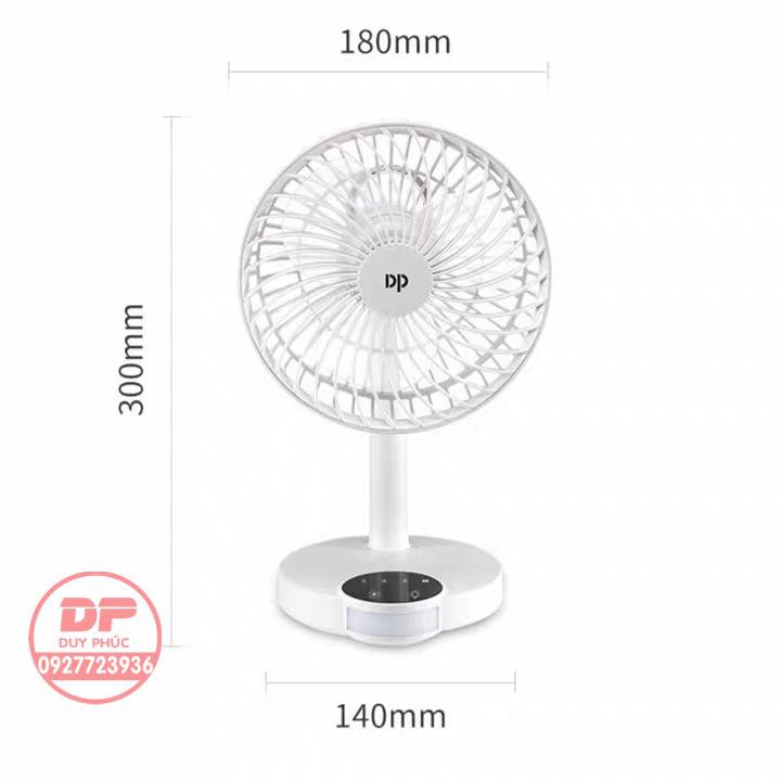QUẠT SẠC TÍCH ĐIỆN DP 7626  KÈM ĐÈN LED SIÊU MÁT - CẢM ỨNG