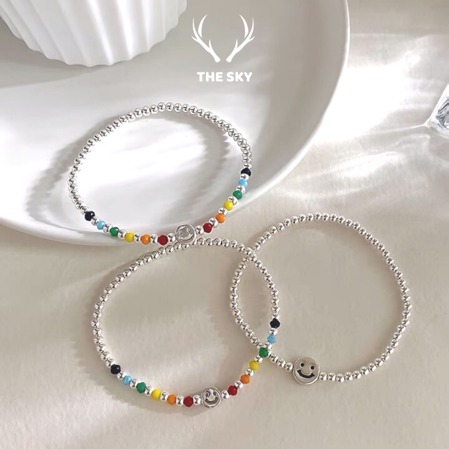 Vòng tay nữ VT1007 chuỗi hạt nhiều màu sắc phối mặt xinh xắn cá tính, phụ kiện trang sức đẹp THE SKY