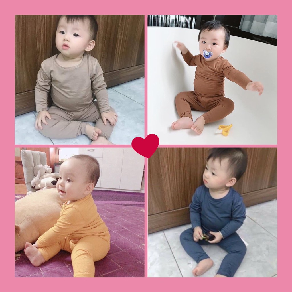 Bộ Dài Tay Cho Bé 💖FREE SHIP💖 Bộ quần áo thu đông Minky Mom thun lạnh dài tay cho bé trai bé gái trơn Chất Thun Lạnh