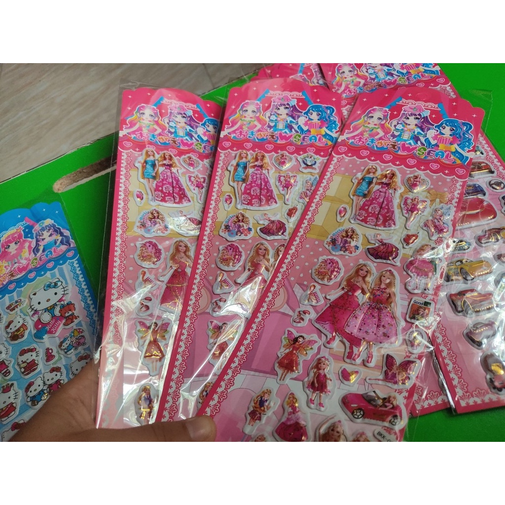 Hình dán sticker cute  siêu to hình nổi 3D KT 24x10cm đa dạng mẫu dán công chúa cô gái siêu nhân