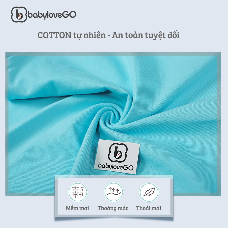 Áo thun bé trai BabyloveGo trơn phong cách basic chất liệu cotton sợi thoáng mát cho bé từ 8kg đến 38kg