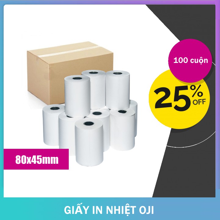 Thùng Giấy in Nhiệt K80 x 45mm 100 Cuộn