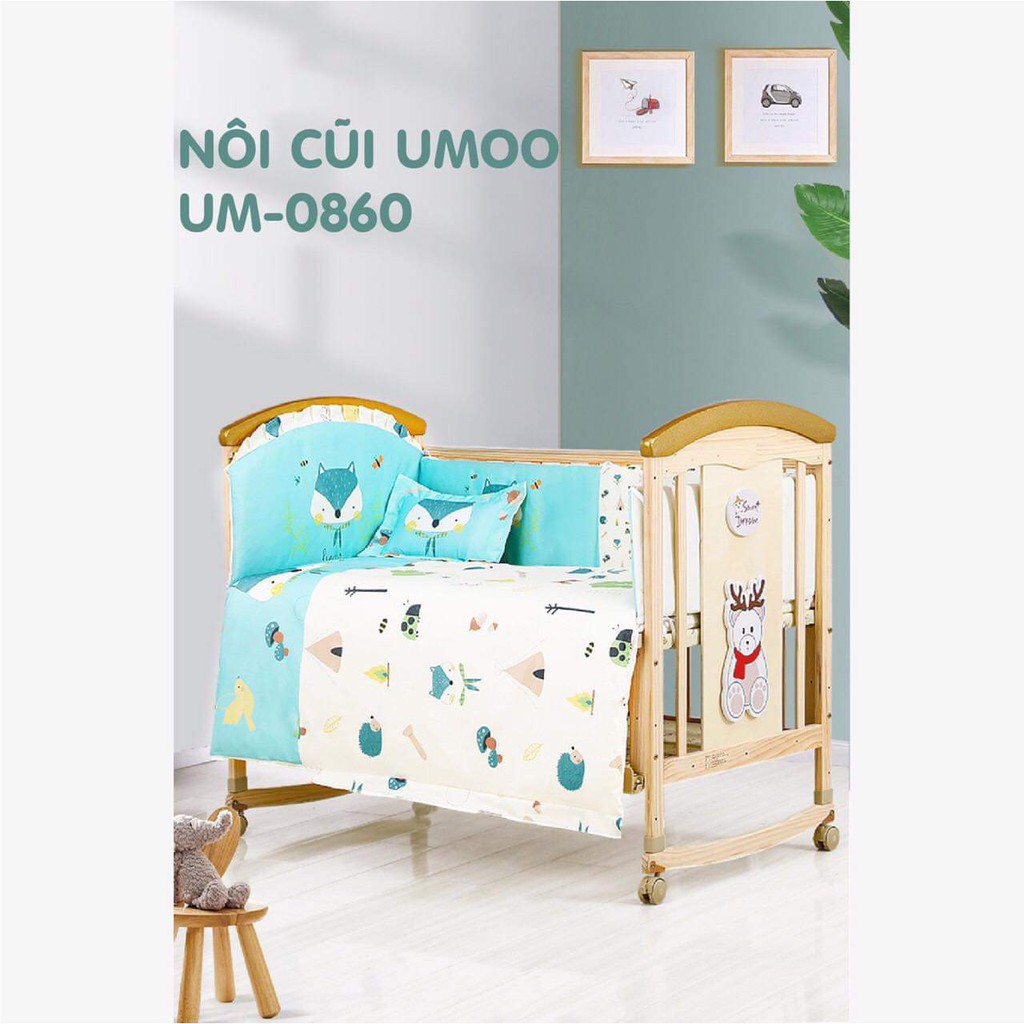 Nôi cũi UMOO UM-0860 màu gỗ