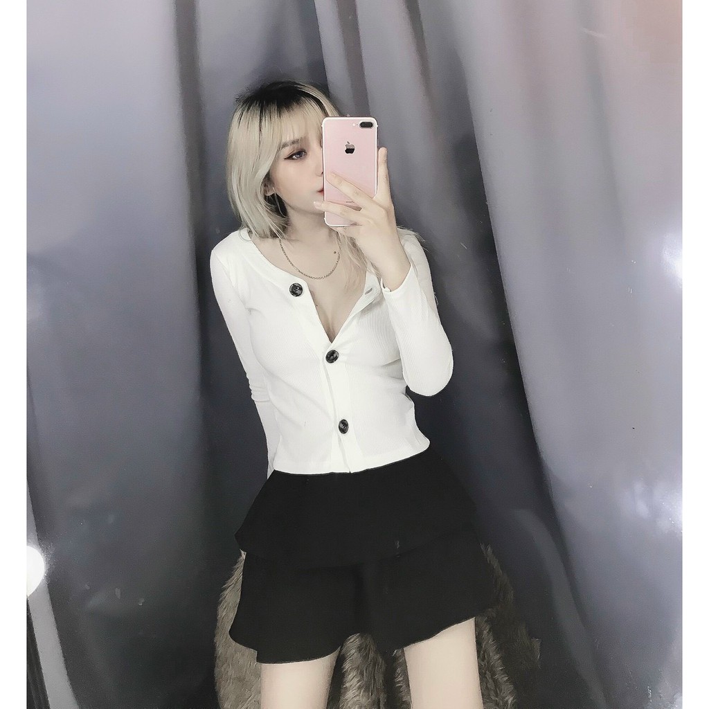 áo kiểu tay dài 3 nút to xinh xắn màu sắc tươi trẻ phong cách