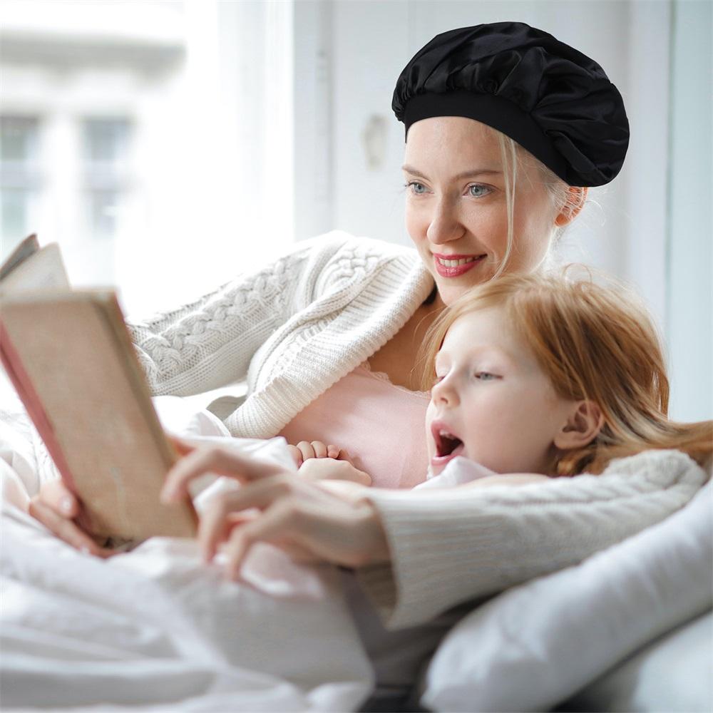 1 Mũ Trùm Tóc Bằng Vải Satin Co Giãn Chống Rụng Tóc Có Thể Tái Sử Dụng