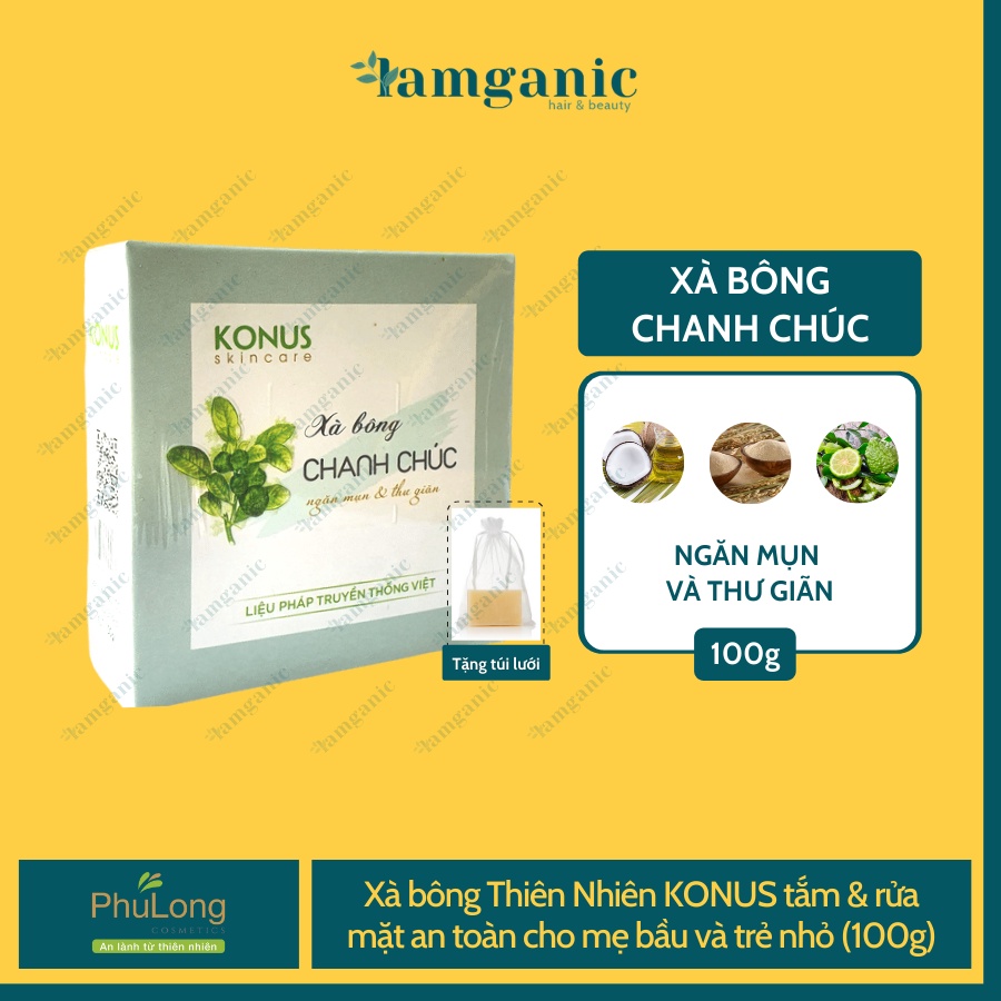 Xà bông thiên nhiên KONUS - Chiết xuất từ dầu dừa và nước tro dừa, làm sạch da, dưỡng ẩm, giúp da mềm mại