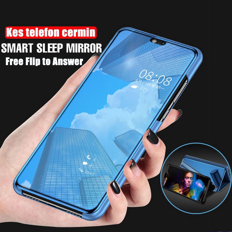 Bao da điện thoại nắp gập tráng gương thông minh có giá đỡ cho Huawei Nova7i 6 5 4 3i 3 3E Nova 2i 2 Lite P40