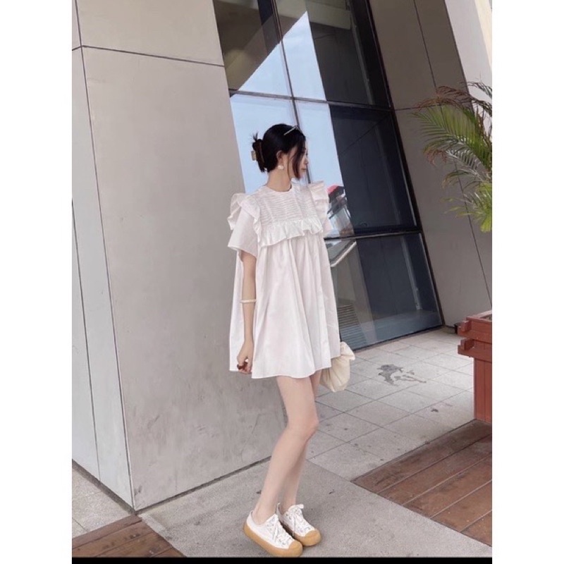 Đầm Trắng Dáng Xoè Bèo Tiểu Thư - Dearia Dress