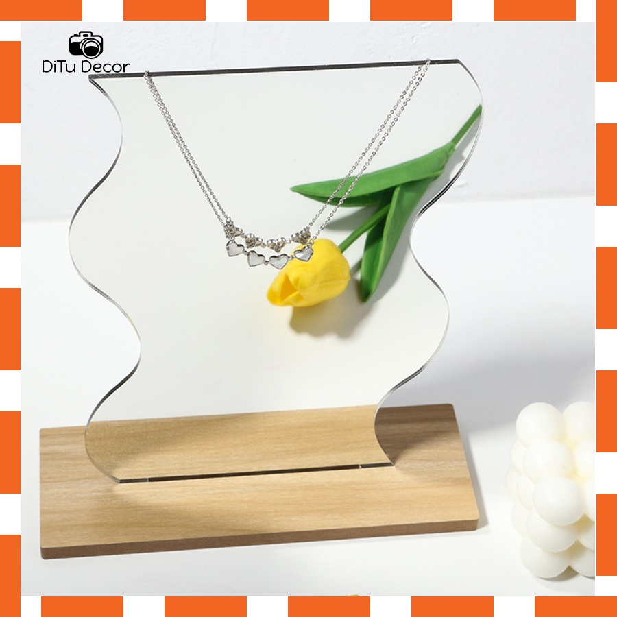 Gương kèm đế gỗ decor chụp ảnh, gương siêu xinh - Ditu Decor