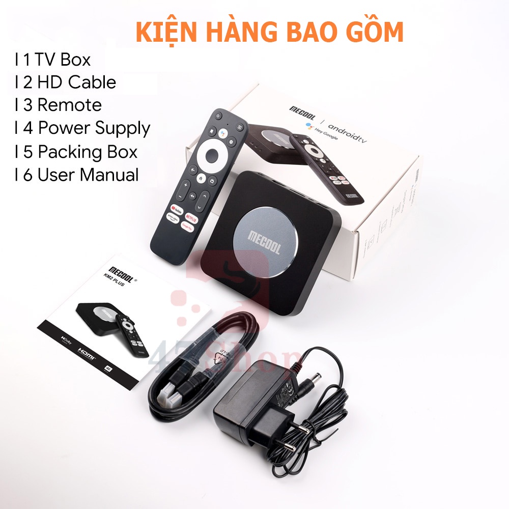 Android TV Box Mecool KM2 Plus - Netflix, AndroidTV 11 CE, Bộ nhớ trong 16GB