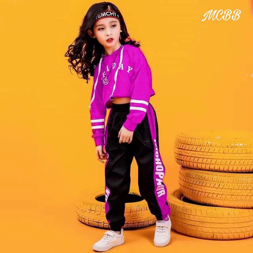 Bộ hip hop bé gái năng động hot strend chất thun cotton sang chảnh sành điệu