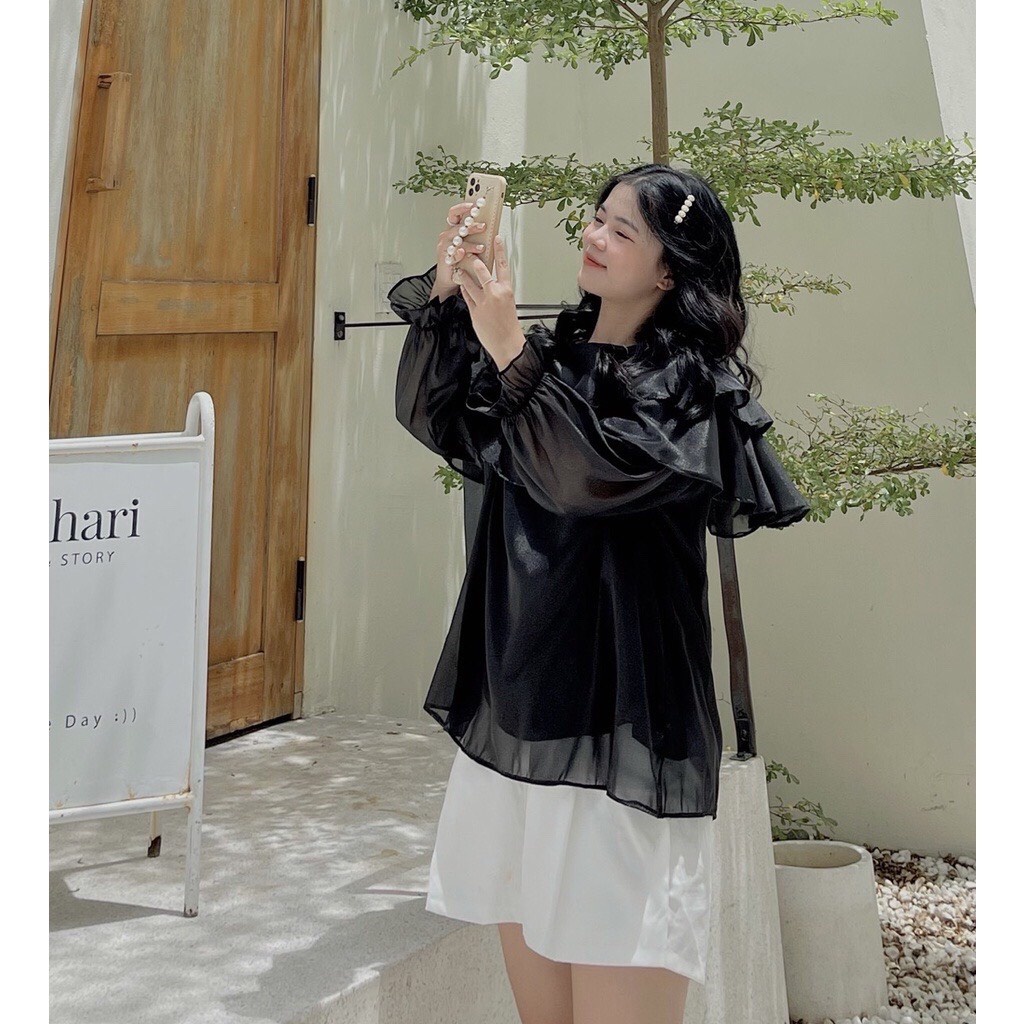 Áo voan tơ 2 tầng form suông cao cấp bigsize  HN340922