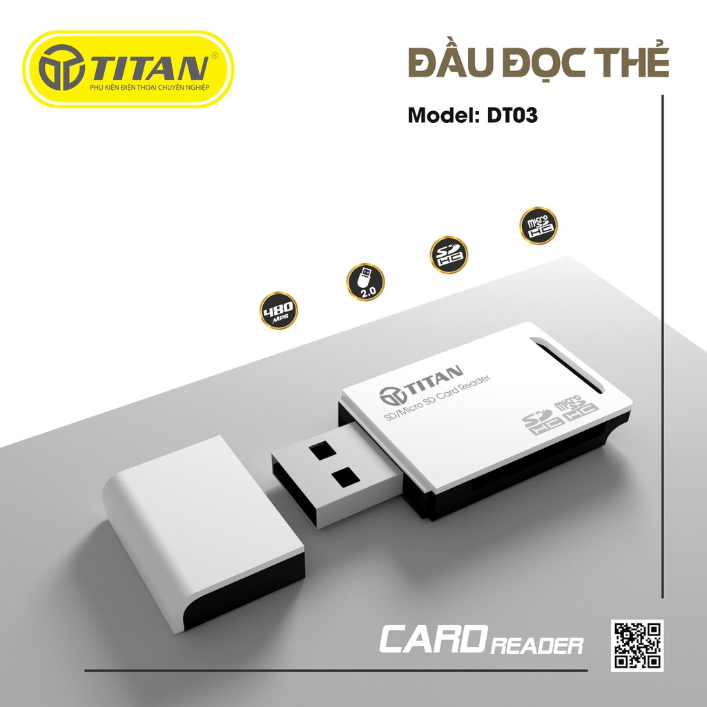 Đầu đọc thẻ nhớ Micro SD/SD/MMC, đọc thẻ đa năng Titan Adapter SD cho máy ảnh máy quay phim điện thoại - Chính Hãng