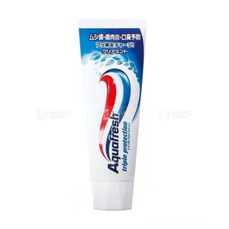 Kem đánh răng AQUAFRESH 160g Nhật Bản Triple Protectiom trắng răng ngừa sâu răng thơm miệng khử mùi hôi earth aqua fresh