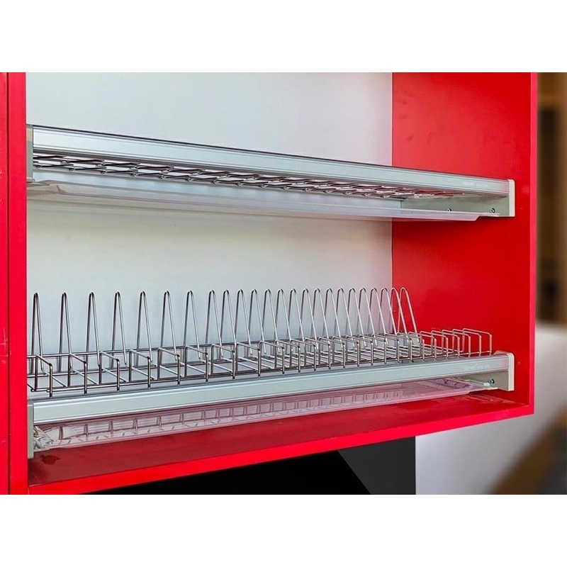 Giá Trạn, Kệ Chén 2 Tầng Âm Tủ Cố Định (Khung Nhôm Cao Cấp)