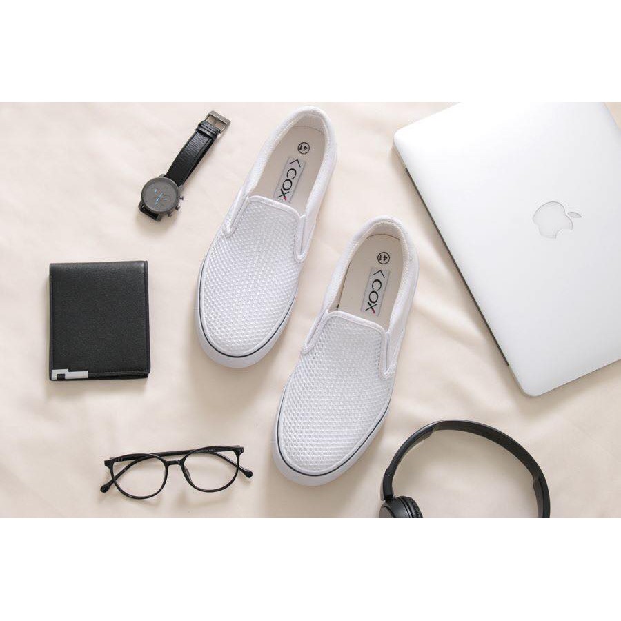 Giày Lười Vải Cox Shoes White 1001 | BigBuy360 - bigbuy360.vn