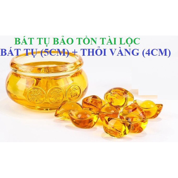 [Đường kính 5cm] Bát tụ bảo tồn hũ vàng bằng pha lê lưu ly cầu tài lộc, tặng 01 thỏi vàng thần tài, phong thủy ý nghĩa