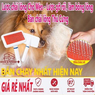 Lược chải Gỡ Rối Lông, làm Bông Lông Chó Mèo Thú Cưng đầu nhựa không làm đau